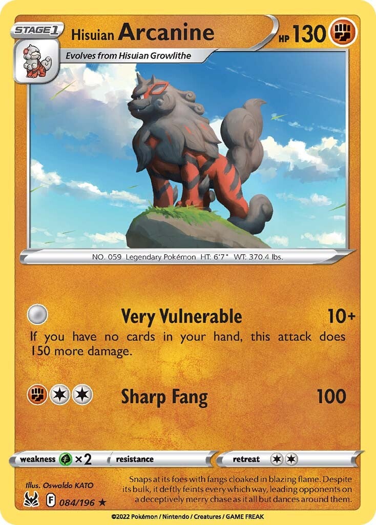 Hisuian Arcanine (084/196) (Theme Deck Exclusive) [Sword & Shield: Lost Origin] | Good Games North