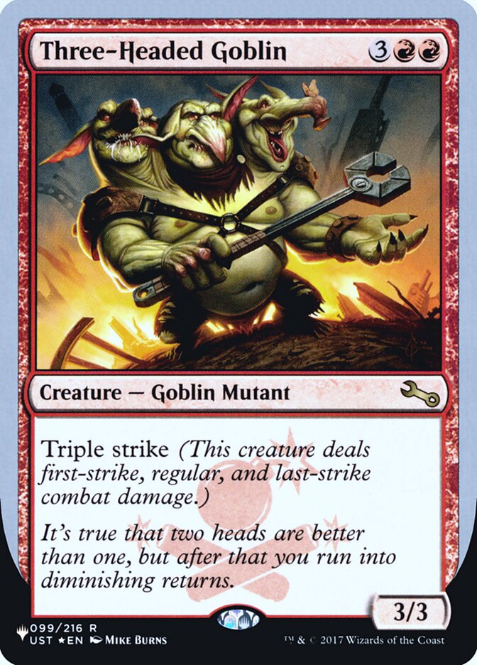 Three-Headed Goblin (Unfinity Foil Edition) [The List] | Good Games North