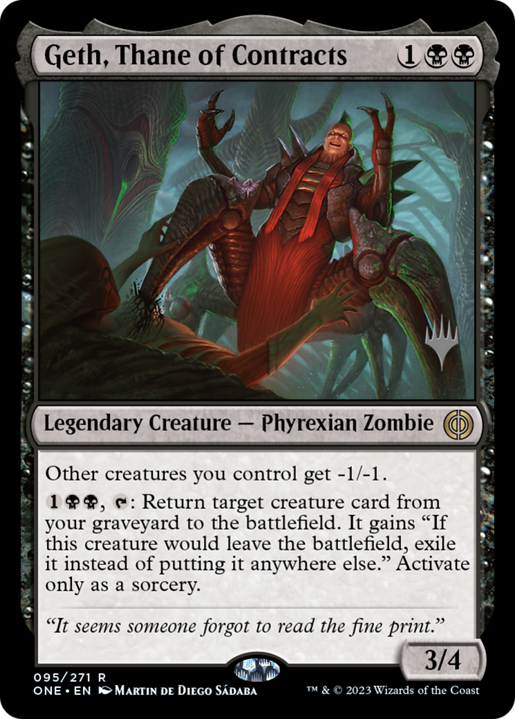 Geth, Thane of Contracts (Promo Pack) [Phyrexia: All Will Be One Promos] | Good Games North