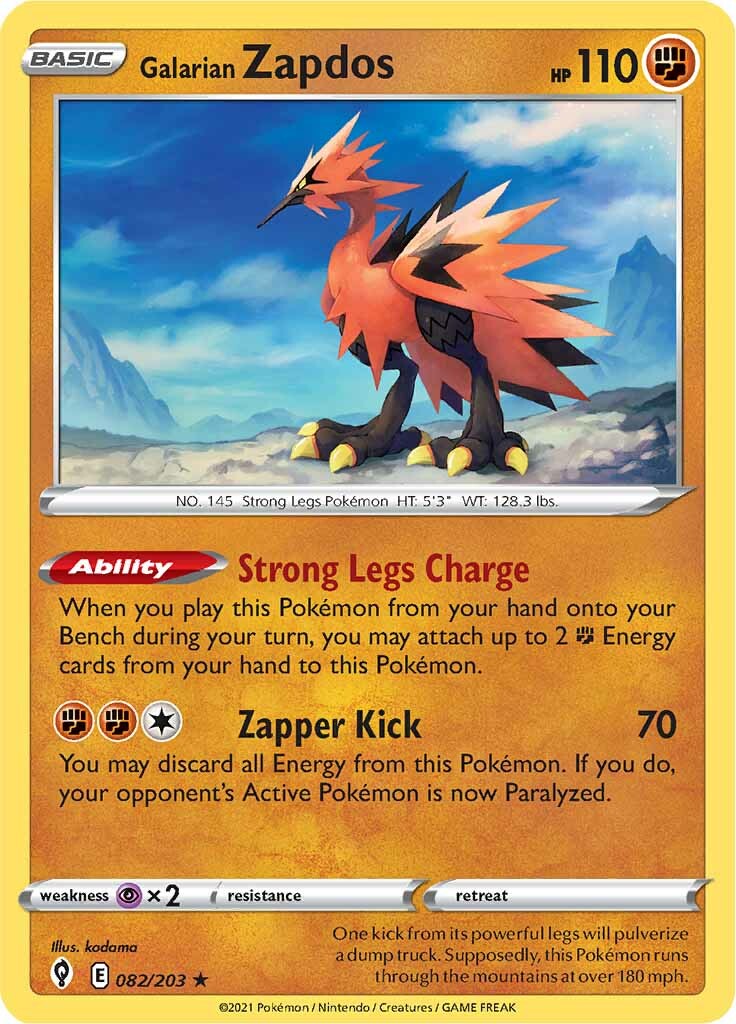 Galarian Zapdos (082/203) [Sword & Shield: Evolving Skies] | Good Games North