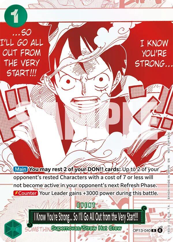 I Know Youre Strong...So Ill Go All Out from the Very Start!!! (3rd Anniversary Treasure Campaign Pack) OP13-040 (One Piece Promotion Cards)  - Foil | Good Games North