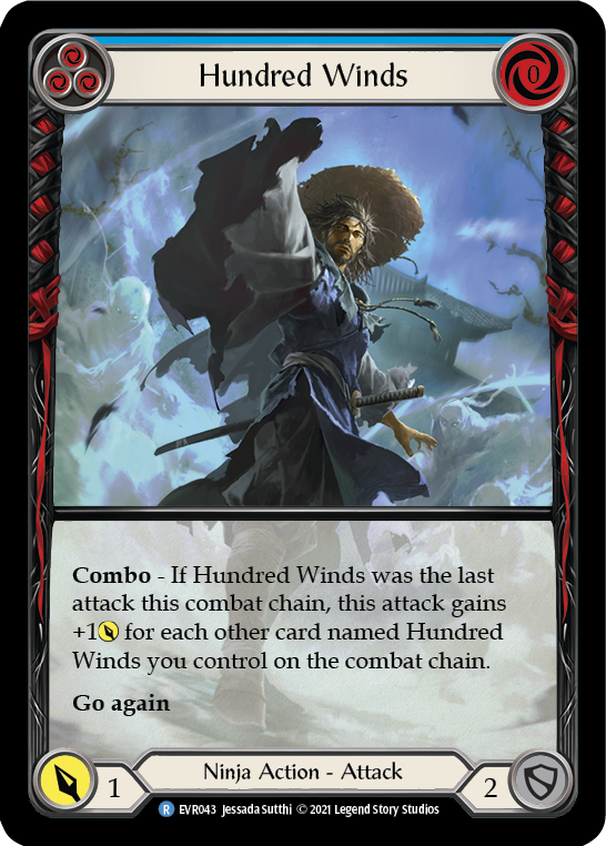 Hundred Winds (Blue) [EVR043] (Everfest)  1st Edition Extended Art Rainbow Foil | Good Games North