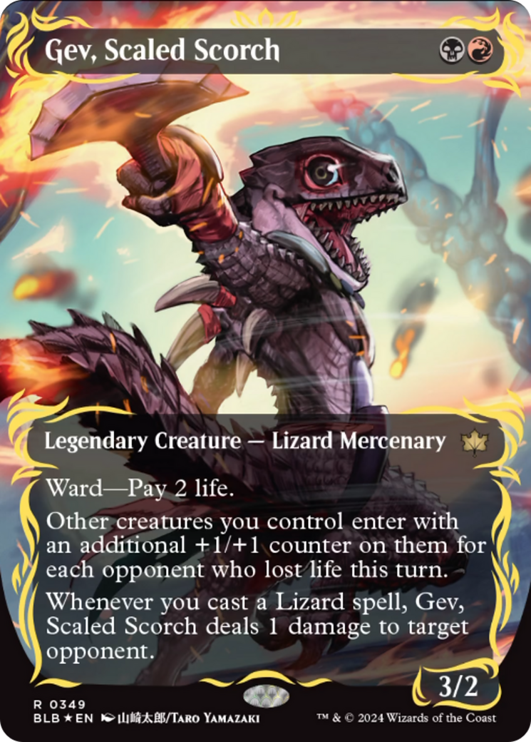 Gev, Scaled Scorch (Borderless) (Raised Foil) [Bloomburrow] | Good Games North