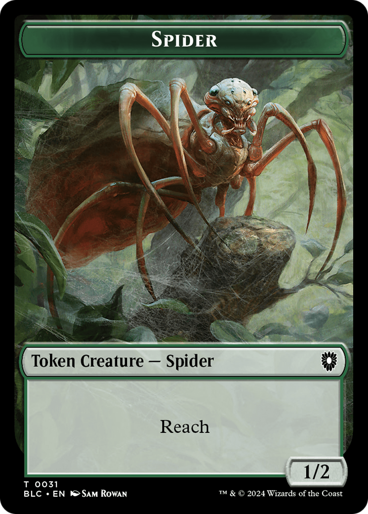 Spider // Blood Double-Sided Token [Bloomburrow Commander Tokens] | Good Games North