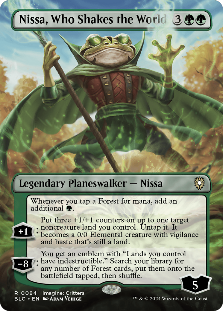 Nissa, Who Shakes the World (Borderless) [Bloomburrow Commander] | Good Games North