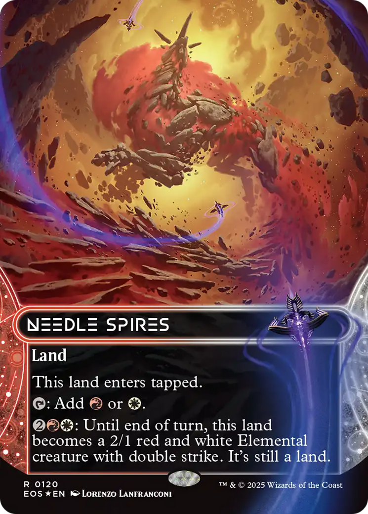 Needle Spires (0120) (Borderless) (Galaxy Foil) [Edge of Eternities: Stellar Sights] | Good Games North