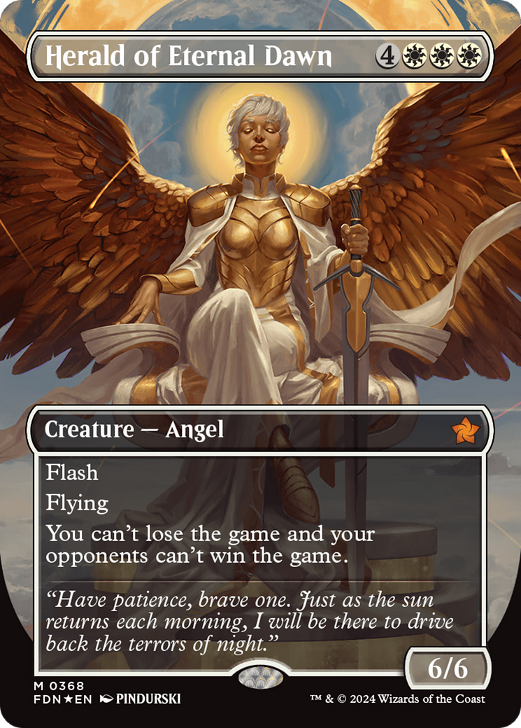 Herald of Eternal Dawn (Borderless) (Mana Foil) [Foundations] | Good Games North