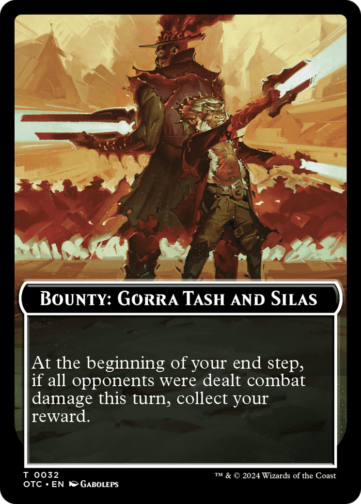 Bounty: Gorra Tash and Silas // Bounty Rules Double-Sided Token [Outlaws of Thunder Junction Commander Tokens] | Good Games North