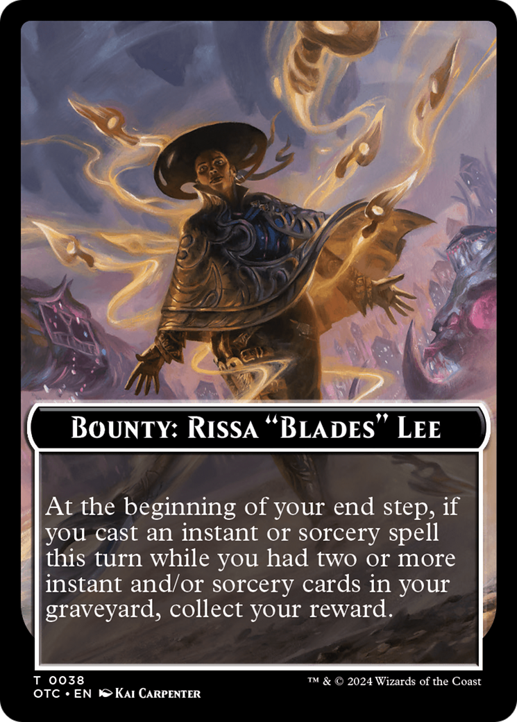 Bounty: Rissa "Blades" Lee // Bounty Rules Double-Sided Token [Outlaws of Thunder Junction Commander Tokens] | Good Games North