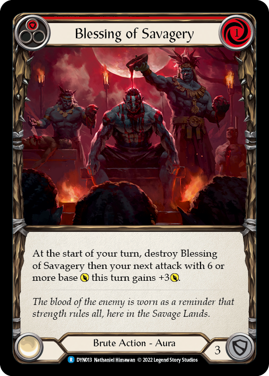 Blessing of Savagery (Red) [DYN013] (Dynasty)  Rainbow Foil | Good Games North
