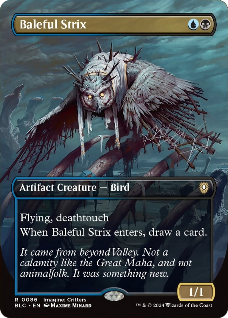 Baleful Strix (Borderless) [Bloomburrow Commander] | Good Games North