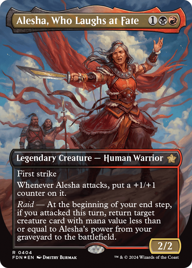 Alesha, Who Laughs at Fate (Borderless) (Mana Foil) [Foundations] | Good Games North