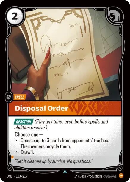 Disposal Order 103/219 (Unleashed)  | Good Games North