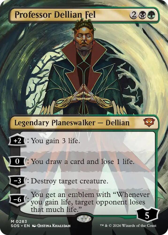 Professor Dellian Fel 283 (Secrets of Strixhaven)  - Borderless Foil | Good Games North