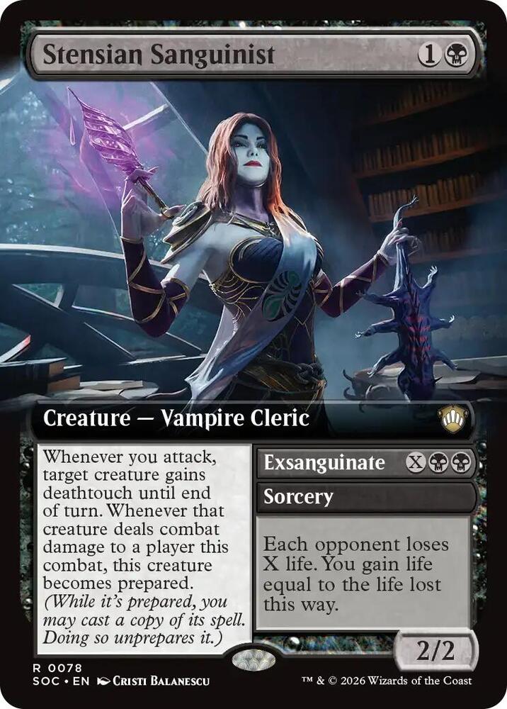 Stensian Sanguinist // Exsanguinate 78 (Commander: Secrets of Strixhaven)  - Extended Art | Good Games North