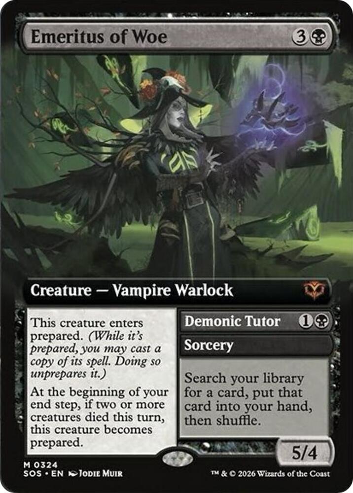 Emeritus of Woe // Demonic Tutor 324 (Secrets of Strixhaven)  - Extended Art | Good Games North