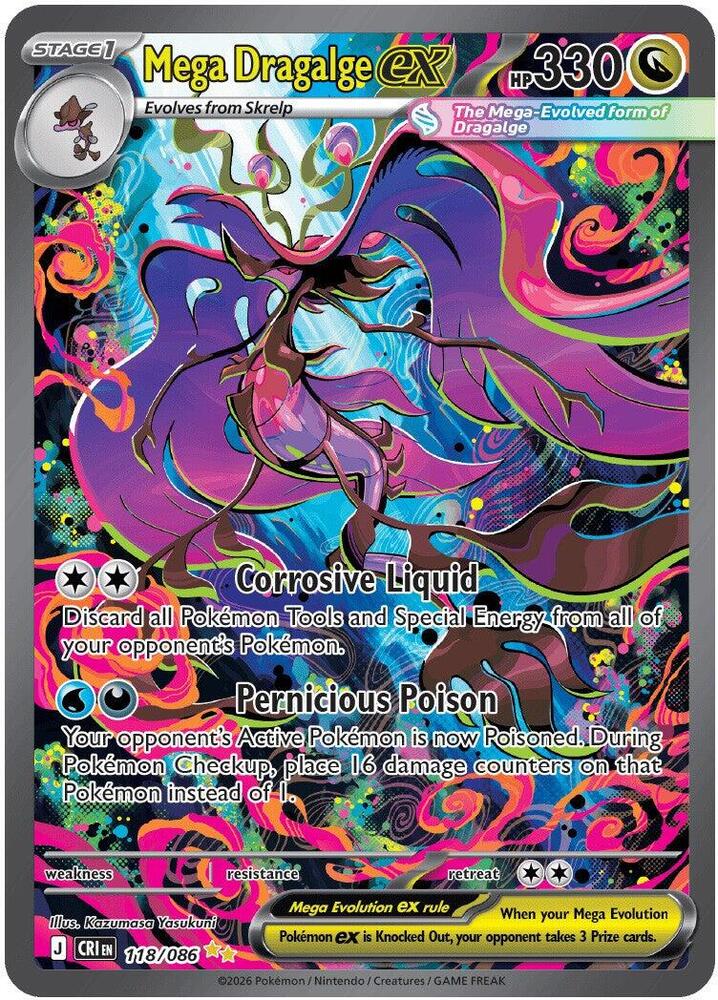 Mega Dragalge ex 118 086 118/086 (ME04: Chaos Rising)  - Holofoil | Good Games North