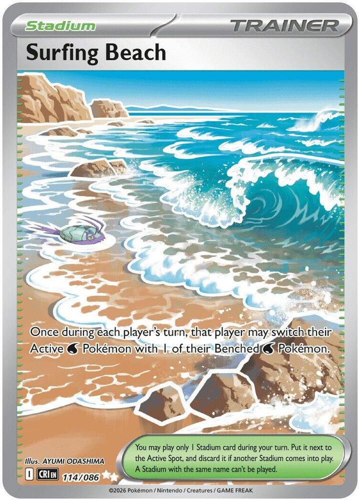 Surfing Beach 114/086 (ME04: Chaos Rising)  - Holofoil | Good Games North