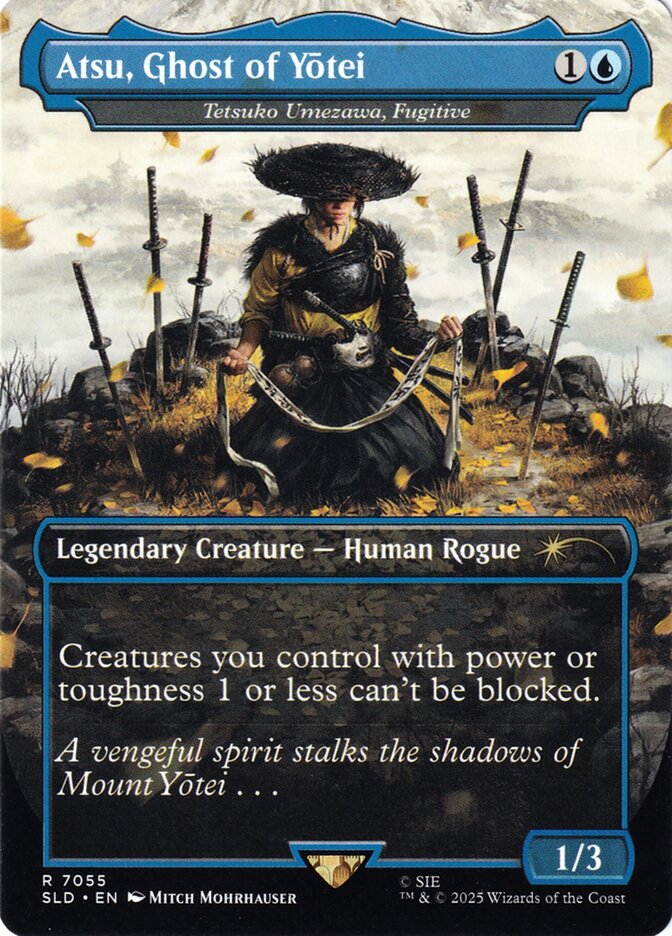 Atsu Ghost of Yotei // Tetsuko, Umezawa Fugitive 7055/1 (Secret Lair Drop Series)  - Borderless Rainbow Foil | Good Games North