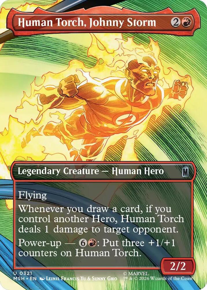 Human Torch, Johnny Storm 321 (Marvel Super Heroes)  - Borderless Foil | Good Games North