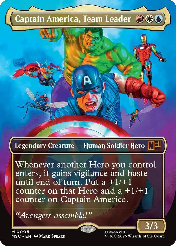 Captain America, Team Leader 5 (Commander: Marvel Super Heroes)  - Borderless Foil | Good Games North