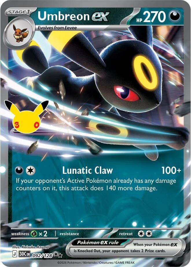 Umbreon ex 092/128 (ME: 30th Celebration)  - Holofoil | Good Games North
