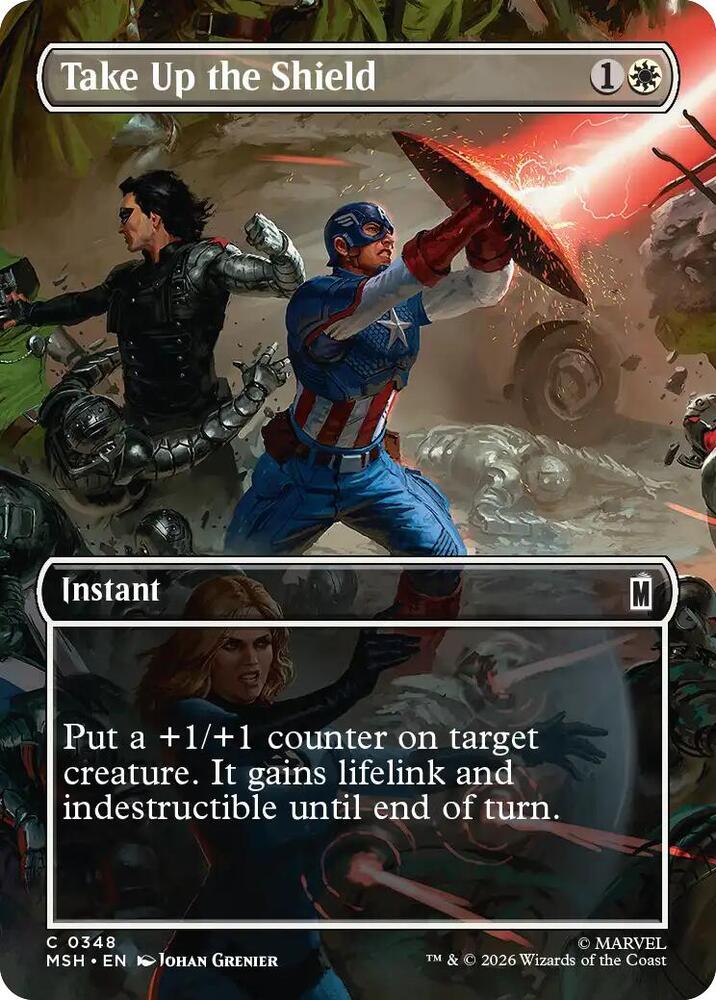 Take Up the Shield 348 (Marvel Super Heroes)  - Borderless Foil | Good Games North