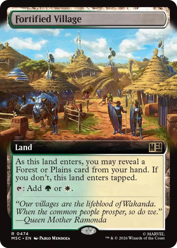 Fortified Village Extended Art 474 (Commander: Marvel Super Heroes)  - Extended Art | Good Games North