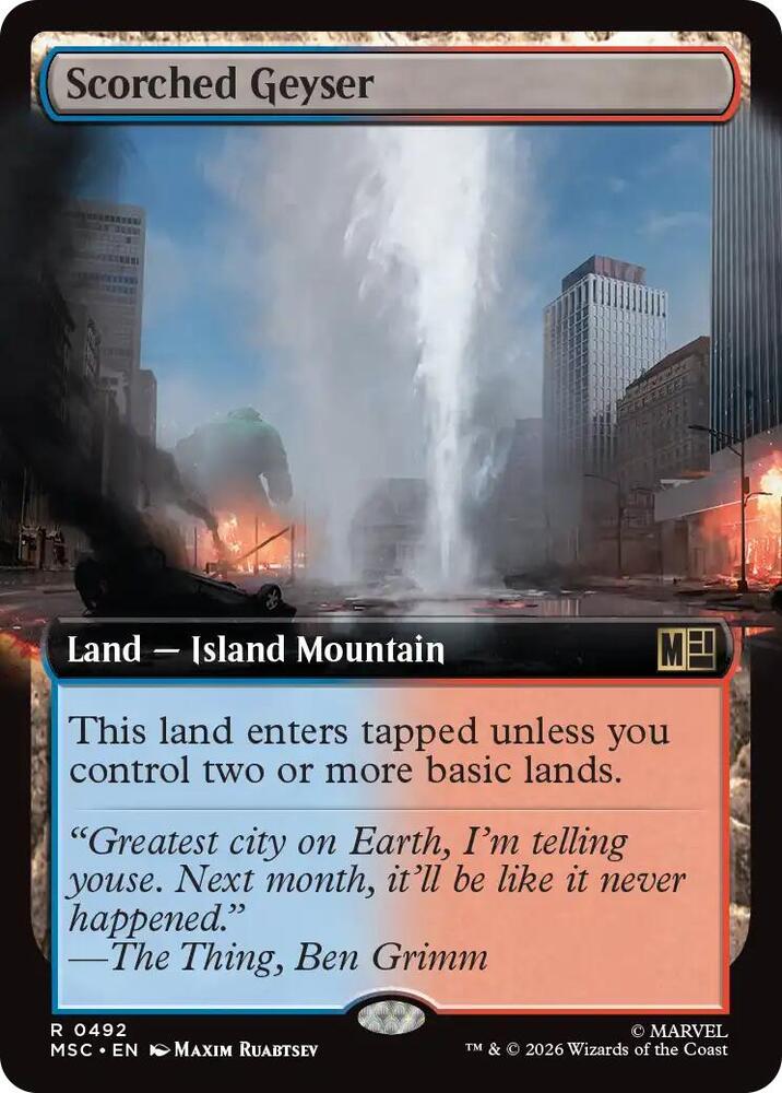 Scorched Geyser Extended Art 492 (Commander: Marvel Super Heroes)  - Extended Art | Good Games North