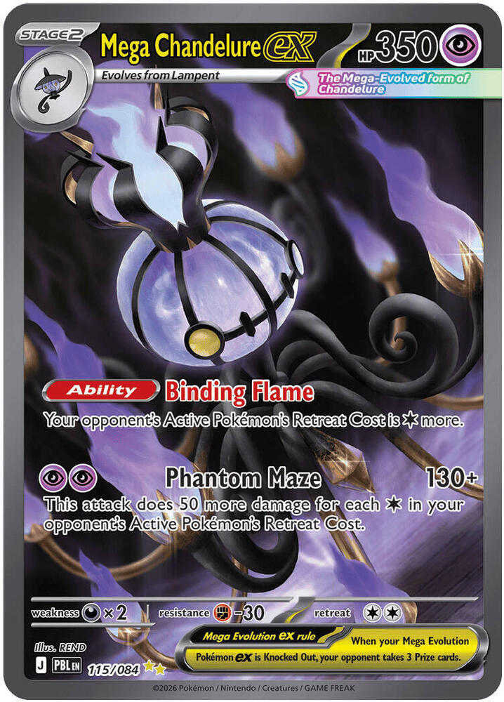 Mega Chandelure ex 115/084 (ME05: Pitch Black)  - Holofoil | Good Games North