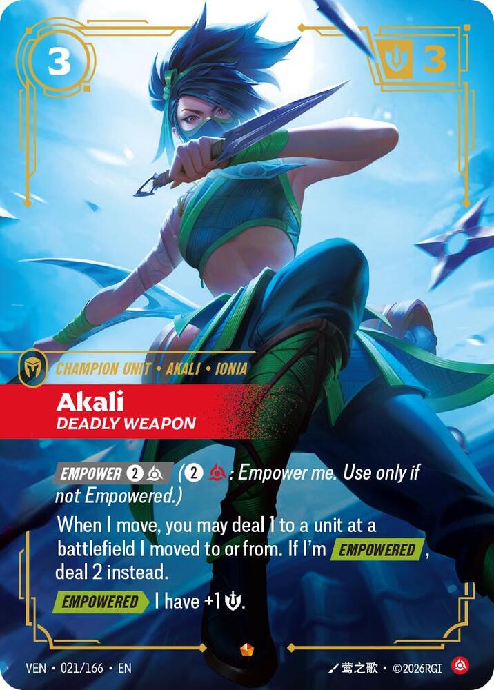 Akali - Deadly Weapon 021/166 (Vendetta)  - Foil | Good Games North