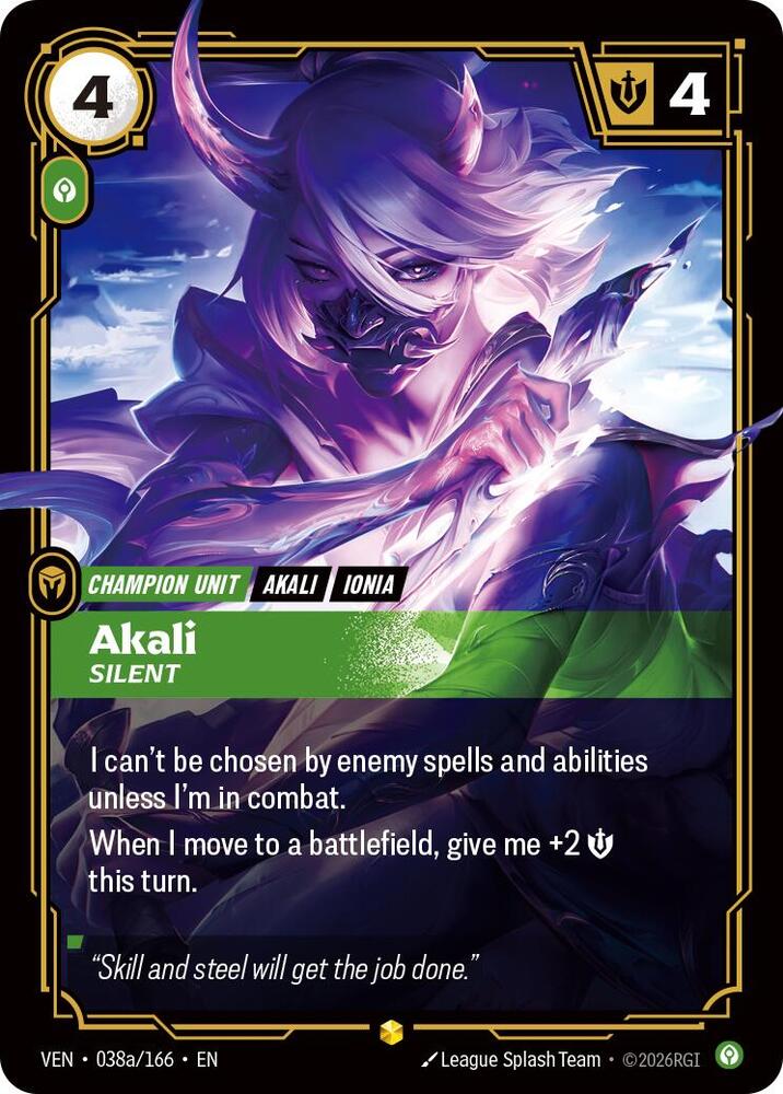 Akali - Silent 038a/166 (Vendetta)  - Foil | Good Games North