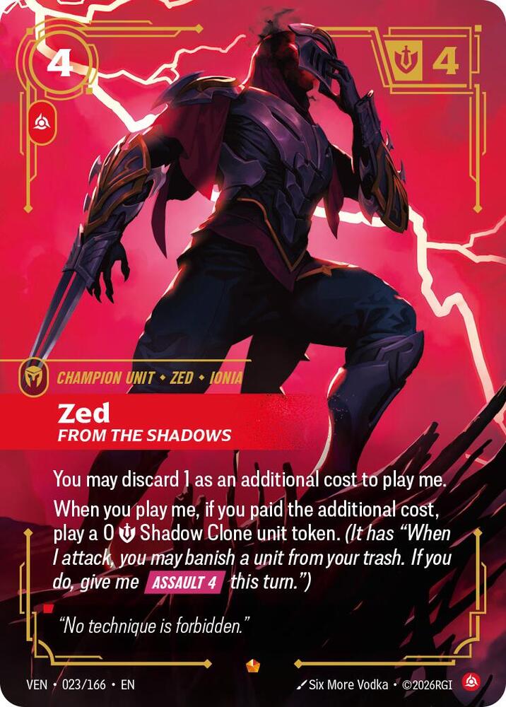 Zed - From the Shadows 023/166 (Vendetta)  - Foil | Good Games North