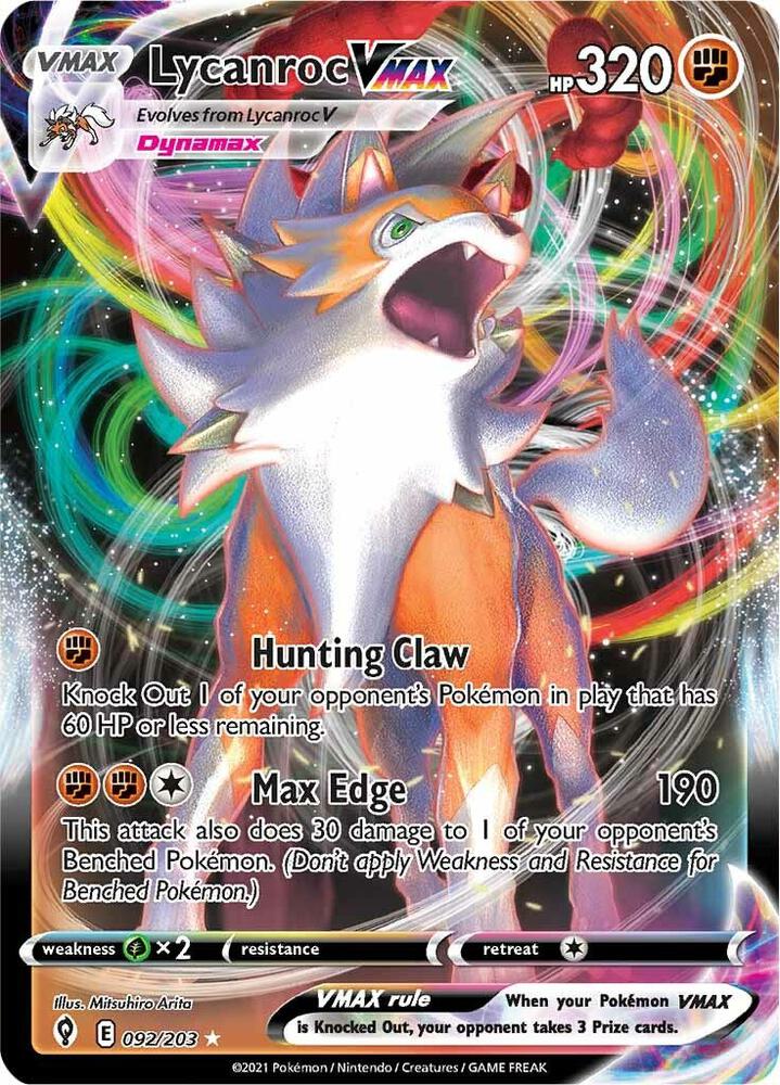 Lycanroc VMAX (DUPE) 092/203 (SWSH07: Evolving Skies)  - Holofoil | Good Games North