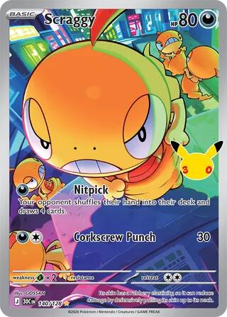 Scraggy 140/128 (ME: 30th Celebration)  - Holofoil | Good Games North