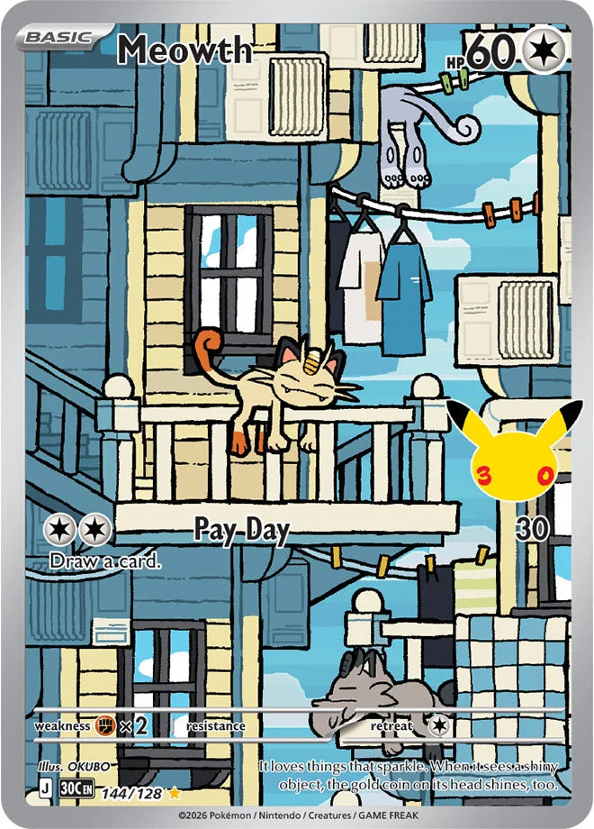 Meowth 144/128 (ME: 30th Celebration)  - Holofoil | Good Games North
