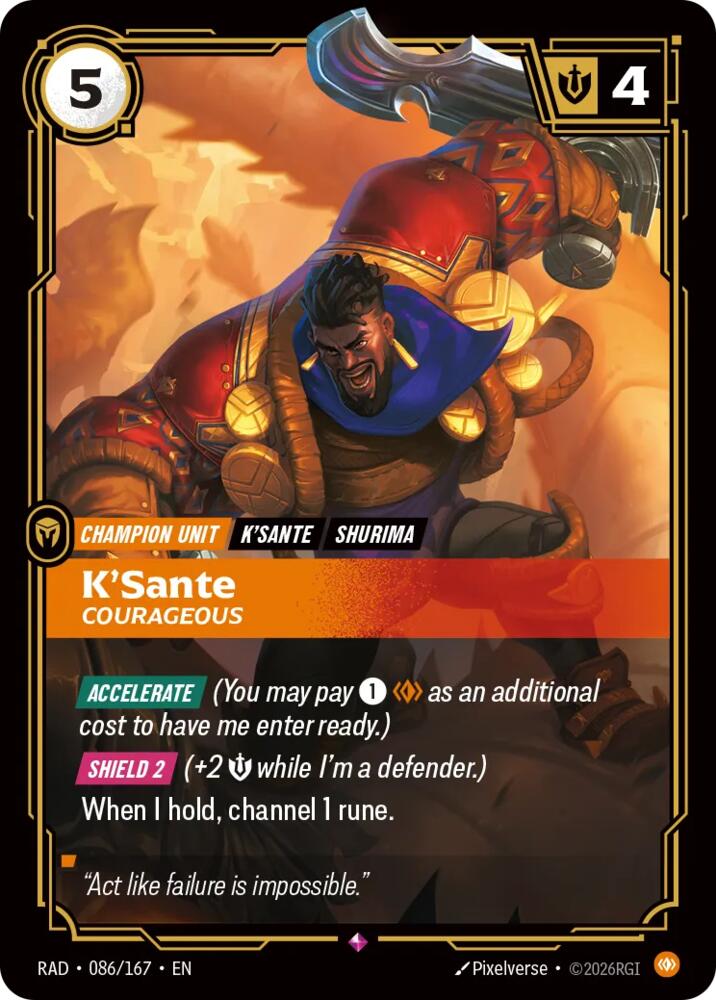 K'Sante - Courageous 086/167 (Radiance)  - Foil | Good Games North