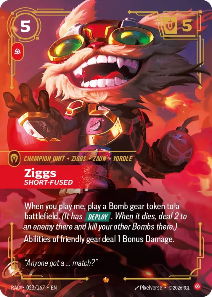 Ziggs - Short Fused 023/167 (Radiance)  - Foil | Good Games North