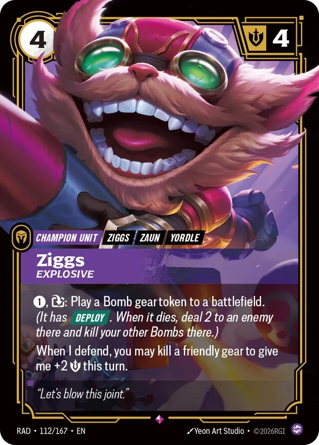 Ziggs - Explosive 112/167 (Radiance)  - Foil | Good Games North