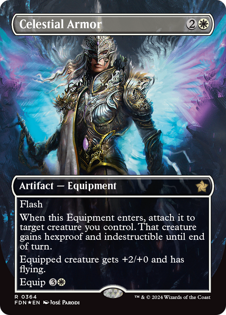 Celestial Armor (Borderless) (Mana Foil) [Foundations] | Good Games North