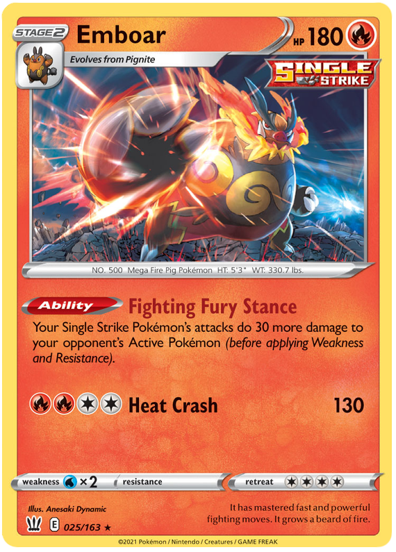 Emboar (025/163) [Sword & Shield: Battle Styles] | Good Games North