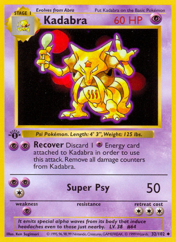 Kadabra (32/102) (Shadowless) [Base Set 1st Edition] | Good Games North