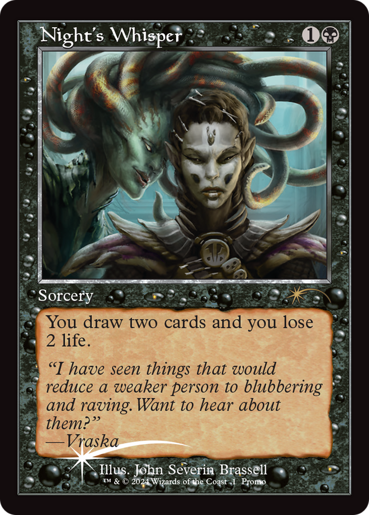 Night's Whisper (Retro Frame) (Open House) [Wizards Play Network 2024] | Good Games North
