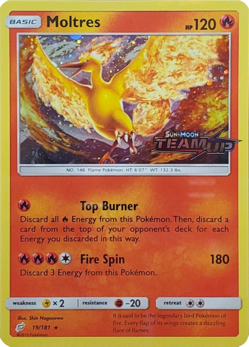Moltres (19/181) (Stamped) [Sun & Moon: Team Up] | Good Games North