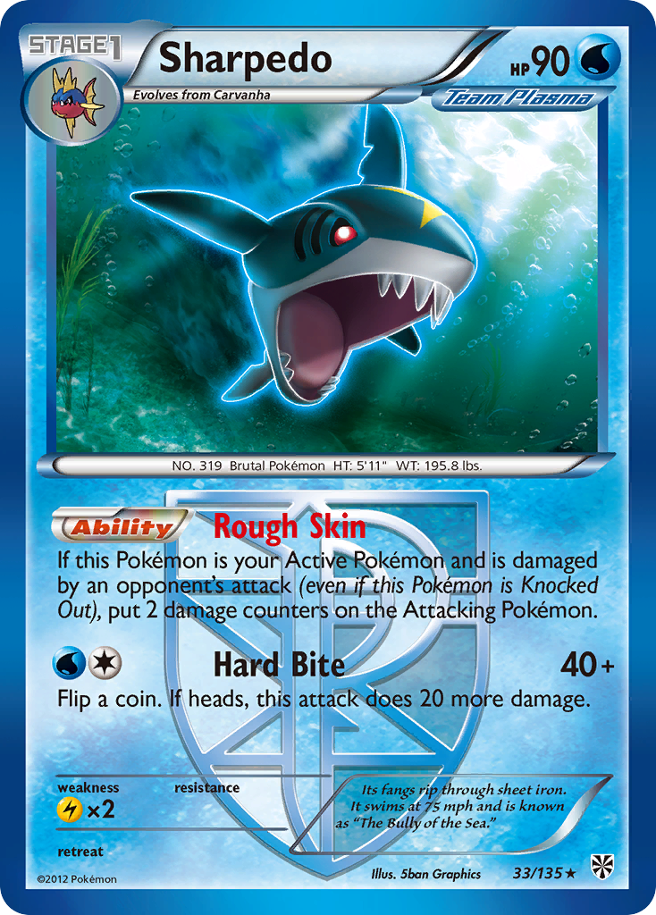 Sharpedo (33/135) [Black & White: Plasma Storm] | Good Games North