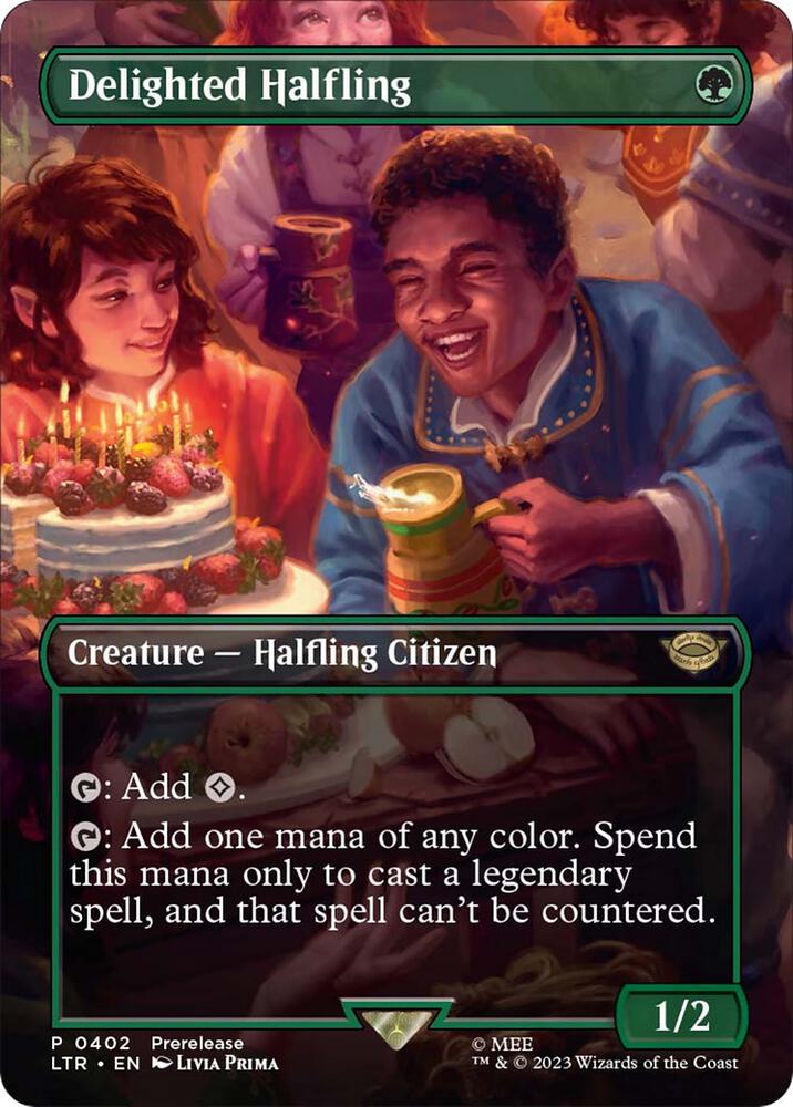 Delighted Halfling Borderless (Universes Beyond: The Lord of the Rings: Tales of Middle-earth)  - Foil | Good Games North