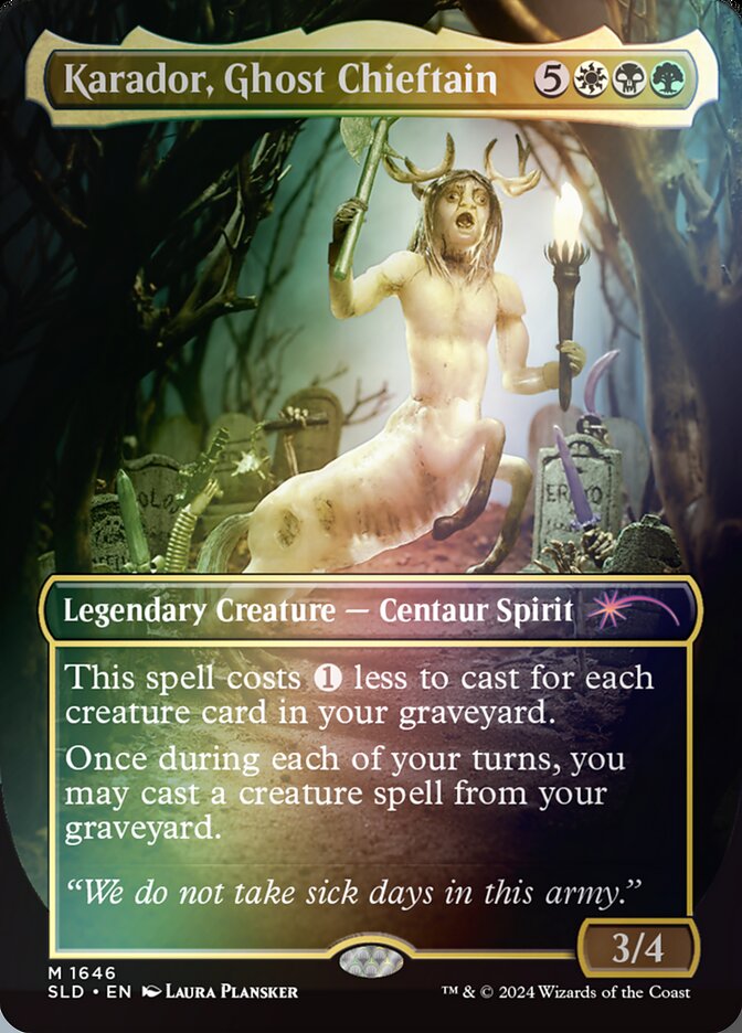 Karador, Ghost Chieftain 1646 (Secret Lair Drop Series)  - Borderless Rainbow Foil | Good Games North