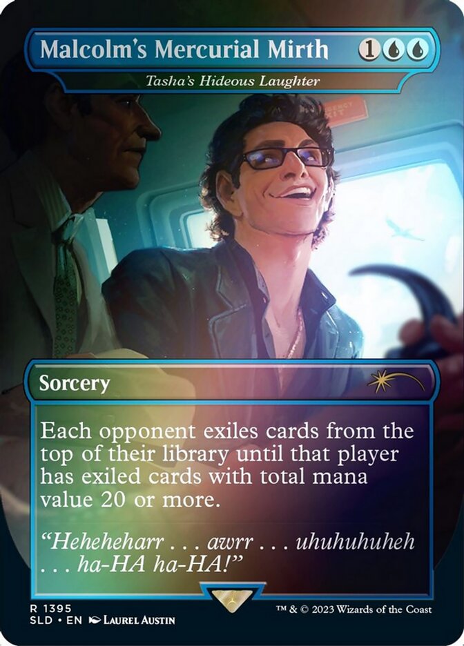 Malcolm's Mercurial Mirth // Tasha's Hideous Laughter 1395★/1 (Secret Lair Drop Series)  - Borderless Rainbow Foil | Good Games North
