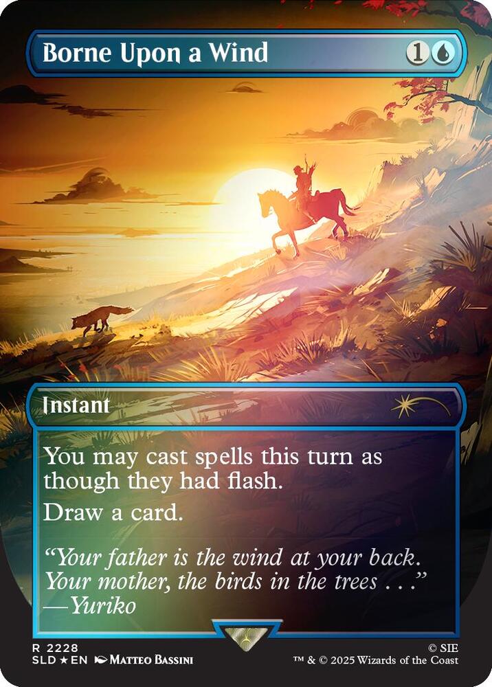 Borne Upon a Wind 2228/1 (Secret Lair Drop Series)  - Borderless Rainbow Foil | Good Games North