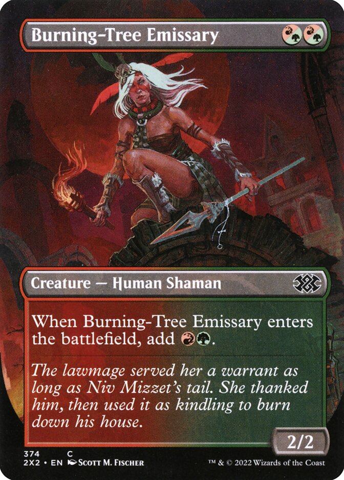 Burning Tree Emissary Borderless 374 (Double Masters 2022)  - Foil | Good Games North